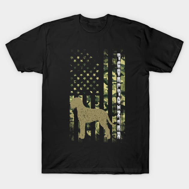 Vintage Hunting Dog Gifts, Distressed Camouflage American Flag Pudelpointer T-Shirt by hugandmug